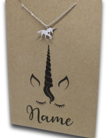 STAINLESS STEEL UNICORN PENDANT ON CARD (CHOOSE YOUR CARD!)