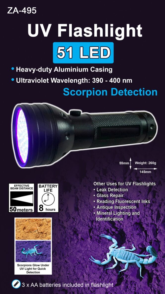 UV FLASHLIGHT - 51 LED - ULTRAVIOLET FLASHLIGHT ZA-495 - Image 2
