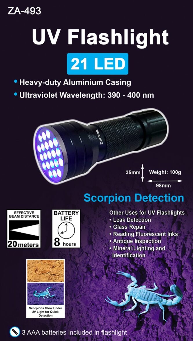 UV FLASHLIGHT - 21 LED : ZA-493 ULTRAVIOLET FLASHLIGHT - Image 3