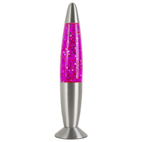 PINK GLITTER LAMP - SILVER METAL CAP & BASE WITH PINK WATER