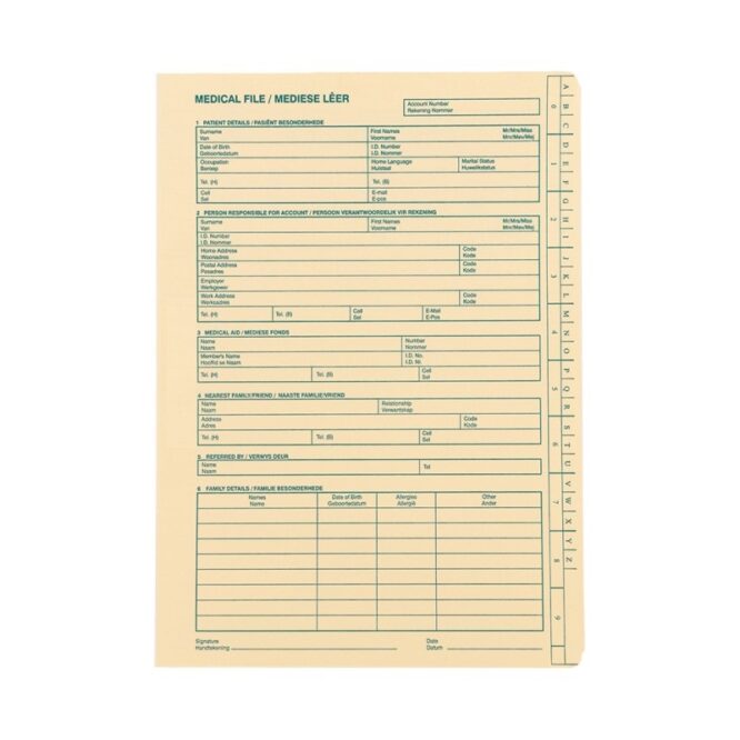 STANDARD NUMERIC MEDICAL FILE – CUSTODIAN CREAM